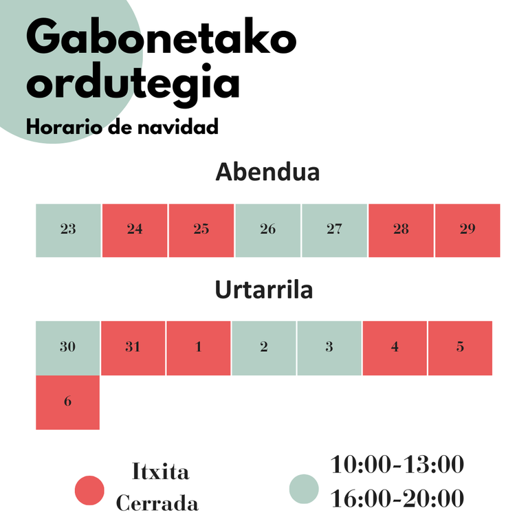 Horario de Navidad